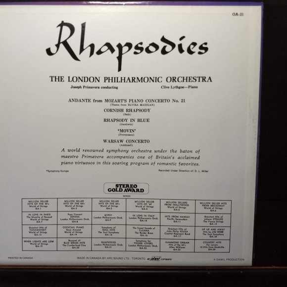 3/$25 vintage 70s London Philharmonic Rhapsodies record - Picture 2 of 2